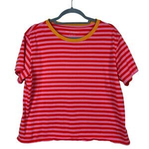 Free Assembly Womens Tee Size L Stranger Things 80s Retro Boxy Stripe Hawkins